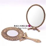 韩国进口铜镜化妆镜可折叠双面镜片把手铜镜复古公主镜不带袋铜镜