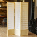 日式三扇樟子格带档板折叠无纺布屏风 移动拍摄背景时尚家居隔断
