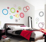 时尚创意彩色圈圈贴画客厅卧室装饰墙贴电视沙发背景装饰墙贴纸