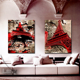 diy数字油画定制 包邮 手绘双拼有框 客厅卧室大幅装饰画红色铁塔