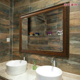 欧式浴室镜实木浴室镜防水复古美式卫浴镜欧式壁挂定制挂墙镜子