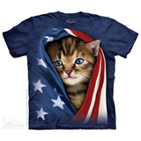 美国代购The Mountain 正品个性卖萌国旗猫咪情侣装短袖创意男T恤