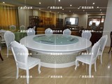 厂家直销豪华酒店宾馆实木电动手动钢化玻璃大圆桌自动遥控餐桌椅