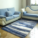 欧式蓝色地中海抽象手工腈纶地毯客厅茶几卧室床边满铺地毯包邮