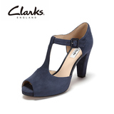 clarks正装女鞋Kendra Flower 包跟T字带鱼嘴女高跟鞋粗跟16新品