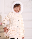 现货韩国正品代购童装2015冬款女童儿童真毛可爱羽绒服外套
