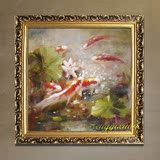 恒艺轩手绘方油画客厅装饰画欧式餐厅玄关卧室有框画动物鲤鱼印象