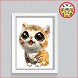 diy数字油画客厅儿童小动物手绘装饰画萌宠物卡通油画包邮