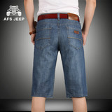 AFS JEEP大码牛仔七分裤男夏季超薄款牛仔中裤直筒宽松休闲短裤男