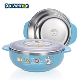 韩国进口哆啦A梦卡通儿童餐具不锈钢碗婴儿保温碗带盖宝宝吃饭碗