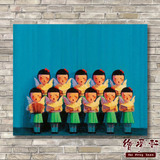 天使合唱团 纯手绘油画抽象人物装饰无框画 儿童卧室玄关挂画刘野