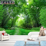 中式3D风景竹子客厅电视背景墙壁画沙发卧室墙纸壁纸定制无缝墙布