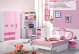 儿童床 儿童套间家具 粉色 公主房 女孩床 书桌 衣柜 床头柜特价
