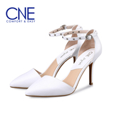 CNE 2016新款 尖头超高细跟铆钉真皮革女鞋女凉鞋 7M90001