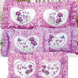 最新款十字绣爱络抱枕套枕头一对紫色单人情侣枕一对双人长枕单个
