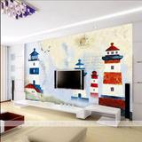创意个性壁画地中海风格 电视背景 定制壁纸客厅儿童房卧室 灯塔