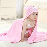 【天天特价】春夏款超细纤维卡通可爱带帽儿童宝宝浴巾比纯棉柔软