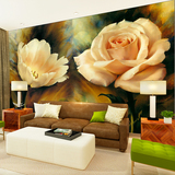 3D立体欧式复古个性壁纸手绘花卉艺术油画大型壁画客厅卧室墙纸布