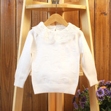 2016春秋款女童装毛衣套头白色针织衫宝宝打底衫婴儿童全棉1-3岁