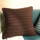 冬日暖感！【咖色】双面毛线编织 暖居必备45x45cm沙发抱枕靠垫