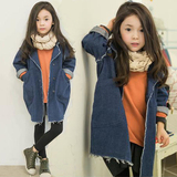 韩国女童春秋款外套 韩版儿童装牛仔中长款中大童小孩上衣风衣潮