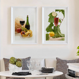 餐厅装饰画水果酒杯现代简约三联挂画无框画组合单幅壁画饭厅简欧