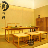 老榆木免漆禅意茶桌 新中式茶桌椅组合茶室茶桌茶台茶楼中式家具