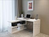 白色烤漆电脑桌办公桌宜家家用台式书桌书架组合写字台定制包邮