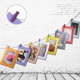 创意卡通DIY韩式悬挂纸相框挂墙 串串卡7寸组合照片墙麻绳夹子