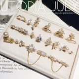 【U-JULY】韩国进口 日系复古精巧锆石珍珠设计感戒指