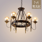 美式风格吊灯创意圆球个性后现代复古客厅灯具餐厅卧室玻璃球灯罩