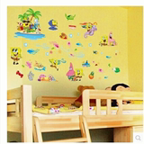 通墙画自粘壁纸墙壁贴纸贴画包邮海绵宝宝墙贴儿童房卧室幼儿园卡