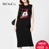 MO&Co.珠片绣卡通米奇头像无袖背心连衣裙中长裙MA161SKT105 moco