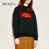 MO&Co.小高领个性字母印胶长袖套头休闲T恤卫衣MA154TST12 moco