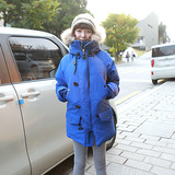 2015冬装新款女装韩国代购加厚棉服女中长款休闲带帽毛领棉衣外套
