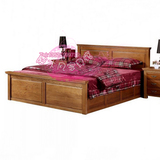 实木床双人床纯全实木床田园床白蜡木床箱式床储物功能床标准定制