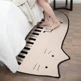 可爱卡通儿童地毯床边毯 猫咪钢琴 创意卧室客厅沙发床边床前地毯