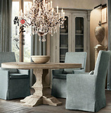 意大利风格美式乡村法式浪漫新古典做旧罗马柱超大容量实木餐桌