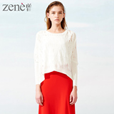 ZENE原创设计2016春装新款圆领镂空长袖亚麻套头打底衫薄款毛衣女