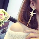 韩国韩版时尚夸张黑色五角星长款气质多个星星流苏链条耳环女耳钉