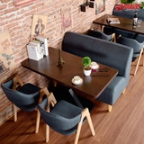 批发咖啡厅茶餐厅桌椅组合 甜品店奶茶店沙发卡座 实木布艺餐椅