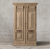 美式乡村实木衣柜 中式复古做旧原木色实木2门衣柜实木家具定制