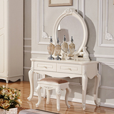 欧式梳妆台 实木化妆桌 影楼雕花镜 卧室抽屉收纳柜 田园白色家具