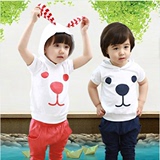 儿童套装minizone耳朵套装纯棉夏装短袖哈伦裤2件套韩版婴儿宝宝
