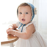 韩国夏秋季婴儿帽子宝宝护耳包头帽0-3-6-12个月女童公主帽套头帽