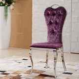 现代简约不锈钢餐椅子绒布面 家用椅子 时尚餐桌椅 高靠背休闲椅
