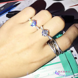 高碳 钻戒 四爪仿真 1克拉 钻石戒指 女 结婚 求婚 戒指