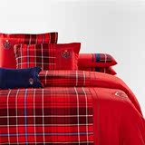 蓝丝羽家纺 专柜正品全棉磨毛四件套 经典红蓝苏格兰 艾里克斯