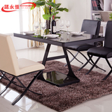 黑色餐桌钢化玻璃小方桌椅长方形欧式现代组合饭桌组装现货包邮亲