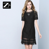 ZK蕾丝女式修身连衣裙子2016新款夏装女版欧洲站时尚气质女装欧货